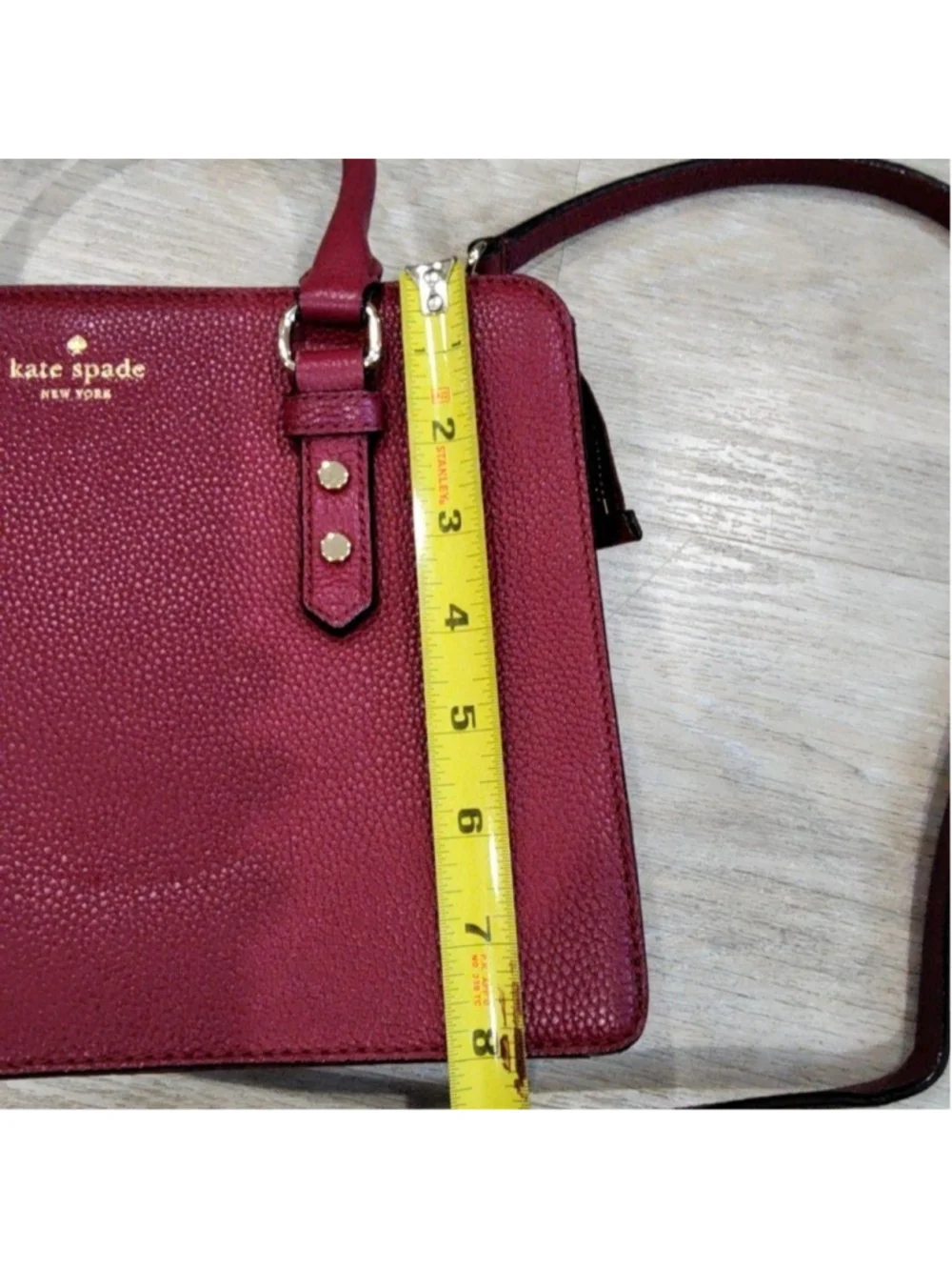 Kate Spade Satchel Bag Womens Medium Burgundy Leather Mulberry Street Crossbody